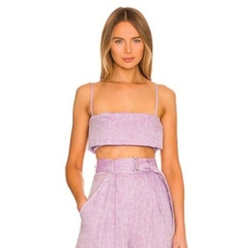 NWT Matthew Bruch Linen Wide Leg Pant and Structured Bandeau Crop Top - Picture 2 of 16